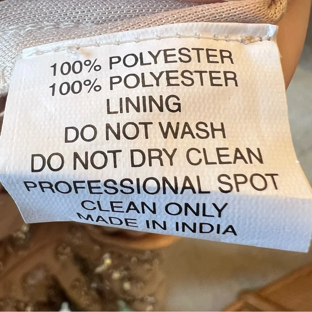 Mac Duggal Embellished One Shoulder Draped Maxi Gown Nude & Silver | Size 8 - Picture 16 of 16